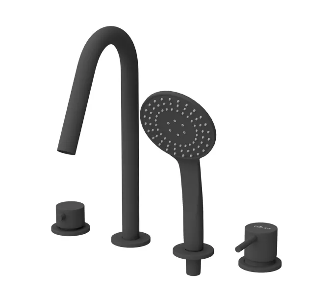 Смеситель на борт ванны CEZARES LEAF-BVDM4-L-NOP, Выбрать цвет: Черный