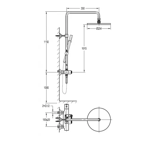 Душевая стойка CEZARES ECO-CD-T-BORO термостат, Выбрать цвет: Золото, изображение 3
