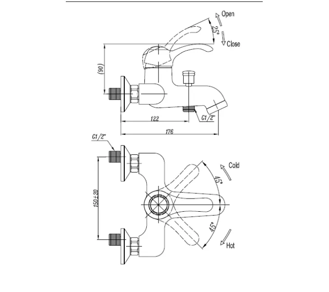 Смеситель для ванны и душа CEZARES LIRA-M-VDM1-02, изображение 2