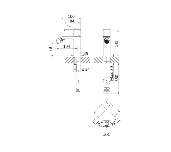 Смеситель для биде CEZARES PORTA-BS1-SR, Выбрать цвет: Золото, изображение 2