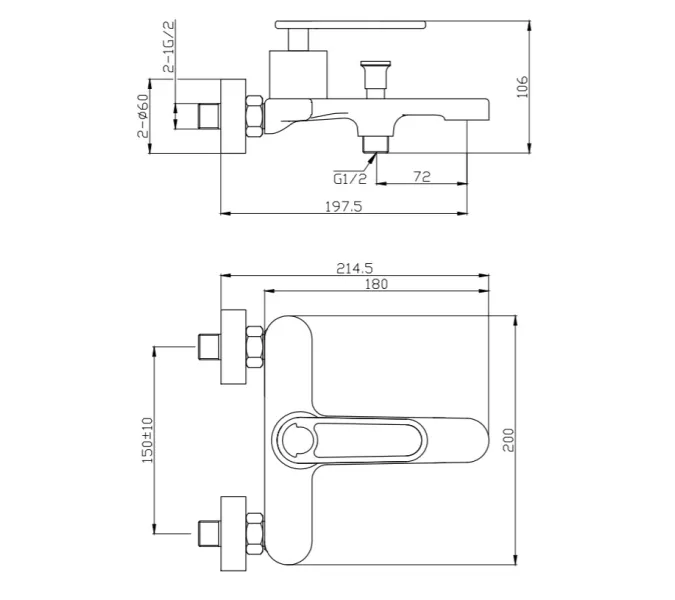 Смеситель для ванны и душа CEZARES MOMENTO-VD-01, изображение 2