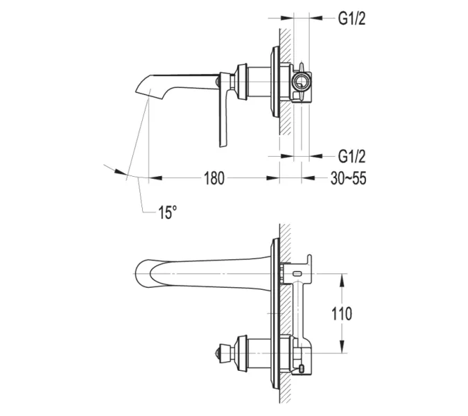 Встраиваемый смеситель для раковины CEZARES LIBERTY-F-BLI-01-W0, изображение 2