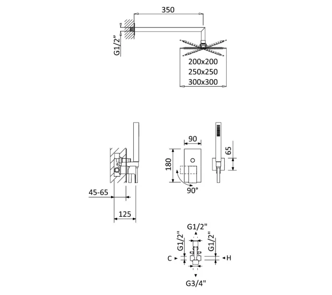 Встраиваемый душевой комплект CEZARES PORTA-DSIPQ-30-SR, изображение 2