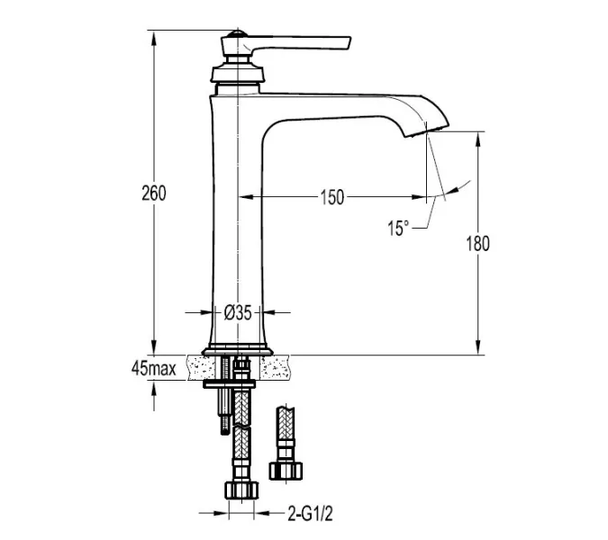 Смеситель для накладных раковин CEZARES LIBERTY-F-LC-01-W0, изображение 4