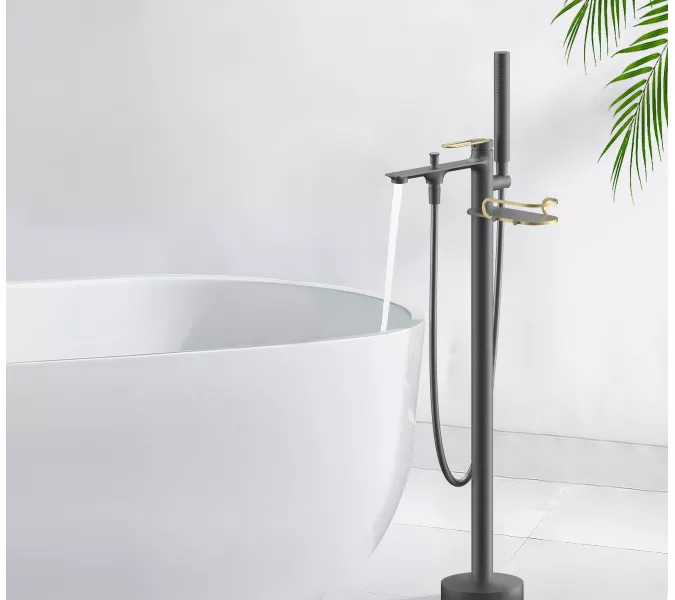 Смеситель напольный Acwen 2211QL оружейная сталь, изображение 2