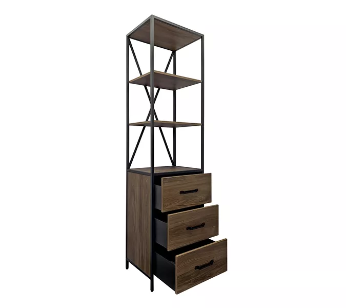 Шкаф-колонна Comforty 55 Лофт с выдвижными ящиками дуб тёмно-коричневый, изображение 2