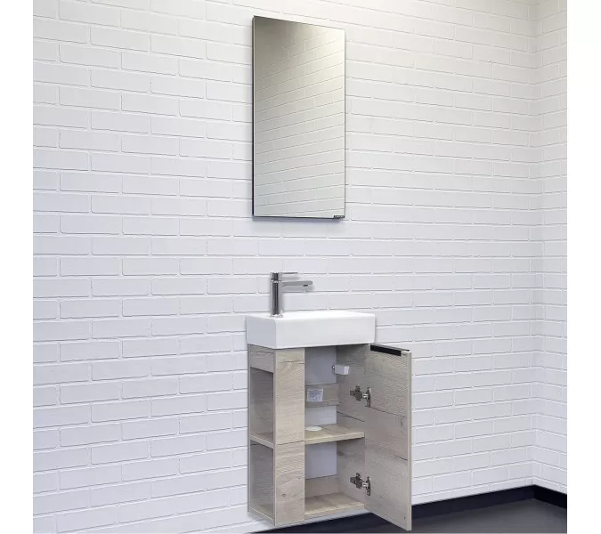 Тумба-умывальник Comforty Матэ-40 дуб дымчатый с раковиной Comforty 9140, Выбрать цвет: Дуб дымчатый, изображение 5