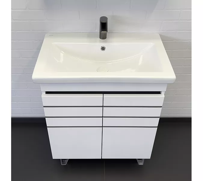 Тумба-умывальник Comforty Нарва-70-2 белый матовый с раковиной Como 70, изображение 2