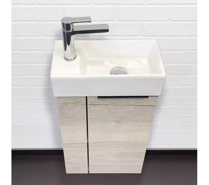 Тумба-умывальник Comforty Матэ-40 дуб дымчатый с раковиной Comforty 9140, Выбрать цвет: Дуб дымчатый, изображение 2