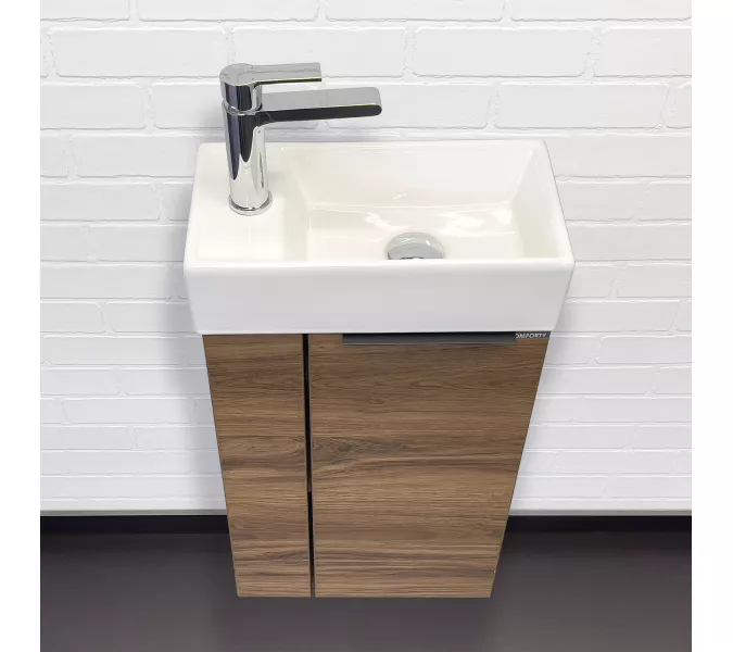 Тумба-умывальник Comforty Матэ-40 с раковиной Comforty 9140, Выбрать цвет: Дуб темно-коричневый, изображение 2