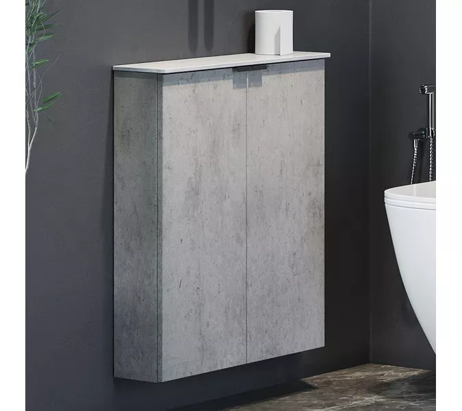 Шкаф подвесной Comforty Моно-60 бетон светлый с белой столешницей, изображение 2