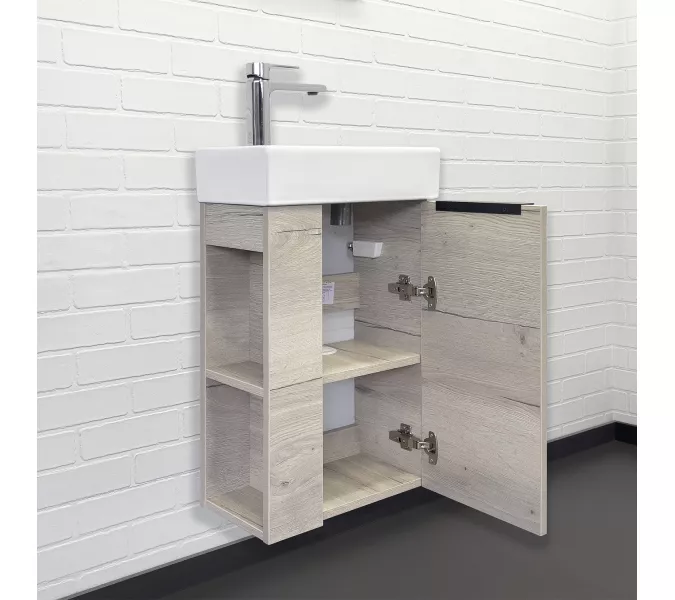 Тумба-умывальник Comforty Матэ-40 дуб дымчатый с раковиной Comforty 9140, Выбрать цвет: Дуб дымчатый, изображение 3