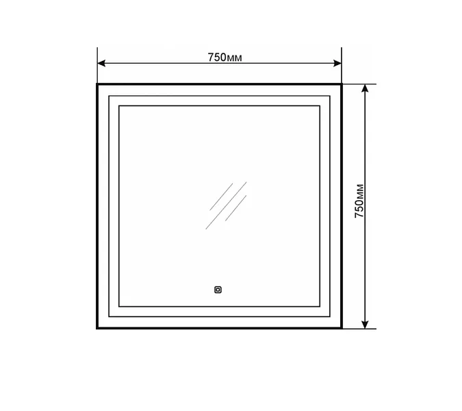 Зеркало Comforty Квадрат 75/90 светодиодная лента, бесконтактный сенсор, Выбрать размер: 75, изображение 7