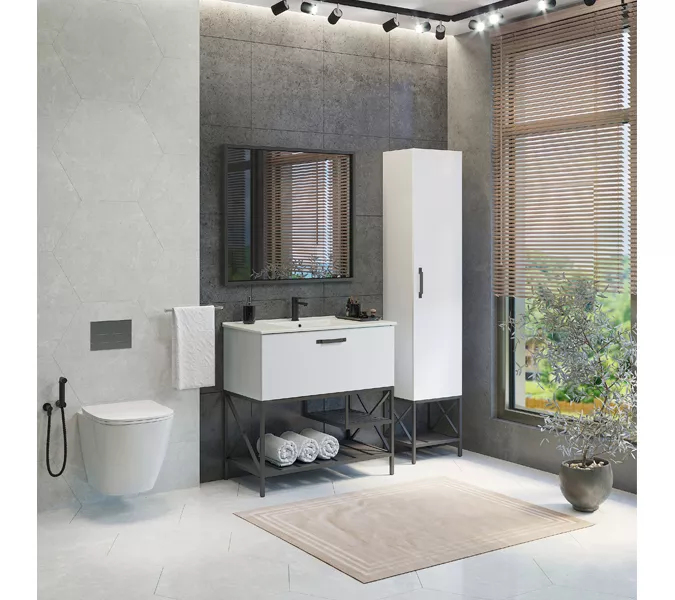 Шкаф-колонна Comforty Бредфорд-40 белый/графит, изображение 6