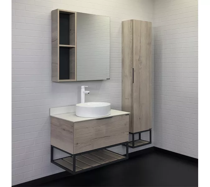 Шкаф-колонна Comforty Порто-35 дуб дымчатый, Выбрать цвет: Дуб дымчатый, изображение 5