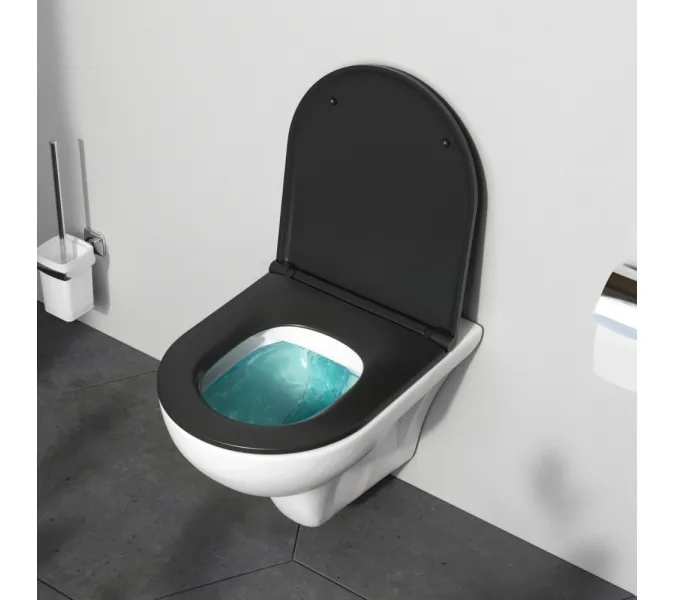 AM.PM  Gem подвесной унитаз FlashClean с черным матовым сиденьем микролифт, изображение 3