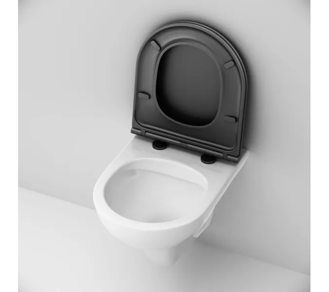 AM.PM  Gem подвесной унитаз FlashClean с черным матовым сиденьем микролифт, изображение 6