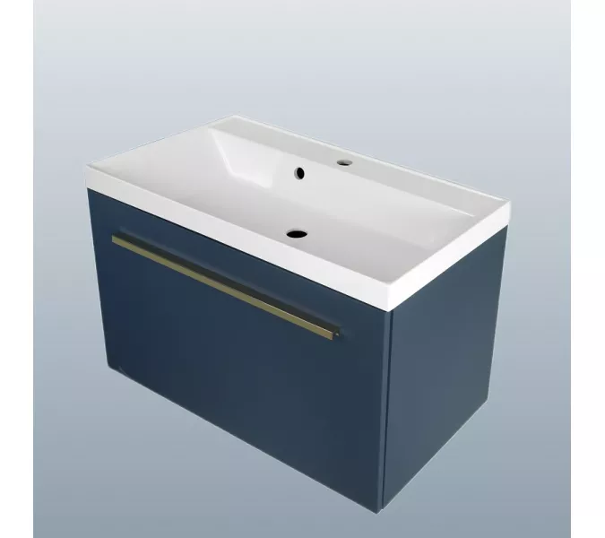 Тумба подвесная ACWEN МИРА 70/80/90 с раковиной Слим , темно-синий матовый, Выбрать размер: 80, Комплектация: с раковиной Слим 80, изображение 5