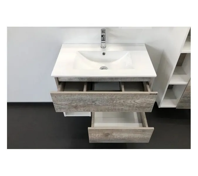 COMFORTY. Тумба-умывальник "Турин" дуб белый /бежевый с раковиной COMFORTY, Выбрать размер: 75, Ориентация: универсальная, Выбрать цвет: Дуб бежевый, Комплектация: раковина Comforty 75E, изображение 2