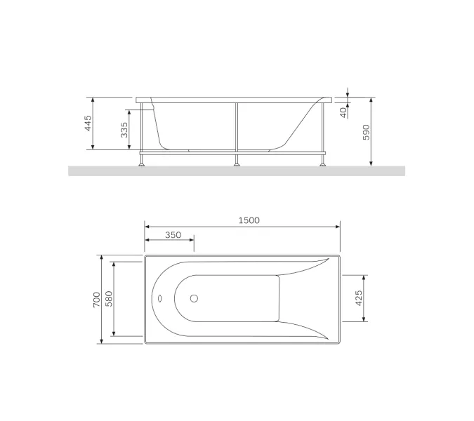 AM.PM  Ванна акриловая spirit  без слива/перелива, Выбрать размер: 150x70, изображение 13