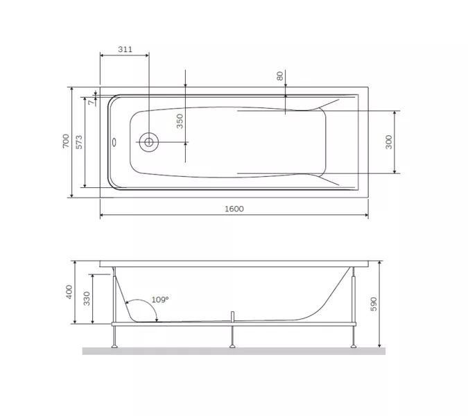 AM.PM Gem, ванна акриловая A0 160x70, изображение 13