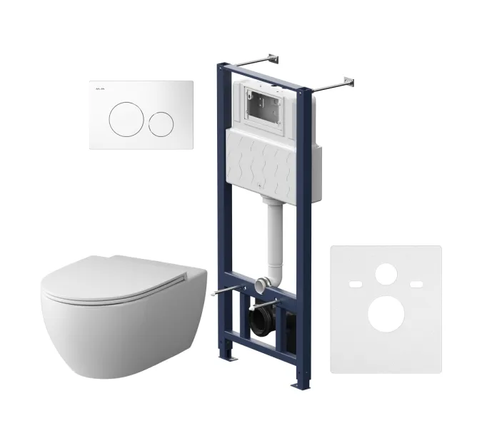 AM.PM Комплект инсталляция с клав Pro L белый с подвесным унитазом Awe FlashClean с сид м/л