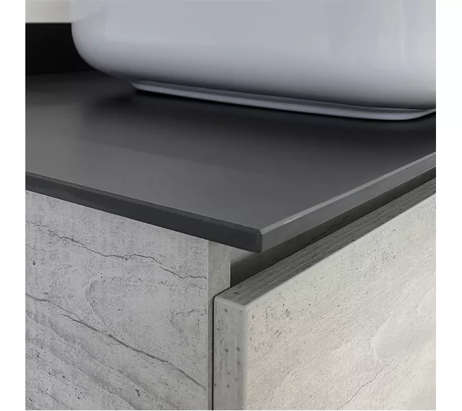 Тумба-умывальник Comforty Прага-120 дуб белый с графитовой столешницей с раковиной, Внешний вид: раковина Comforty T-Y9378, изображение 4