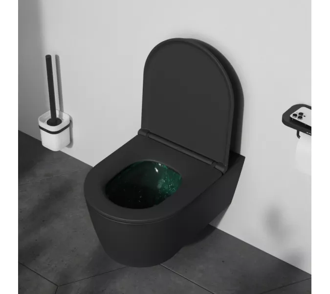 AM.PM  Func подвесной унитаз 54 см FlashClean с сиденьем микролифт, черн мат, изображение 3