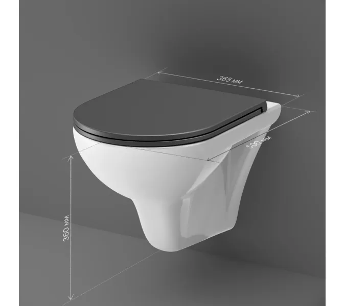 AM.PM  Gem подвесной унитаз FlashClean с черным матовым сиденьем микролифт, изображение 10