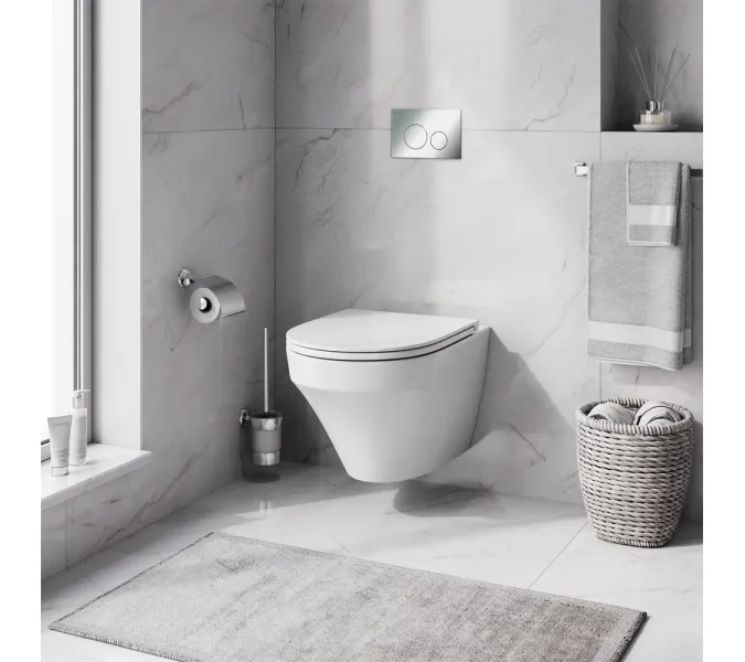 Унитаз подвесной безободковый с инсталляцией AM.PM Inspire сид. м/лифт, хром пневм. клавишей, изображение 2