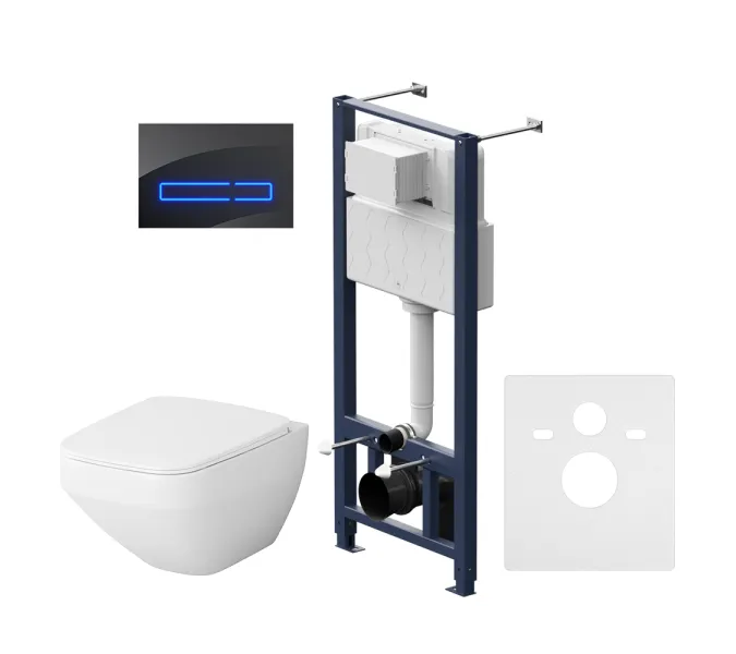 Унитаз подвесной с инсталляцией AM.PM Inspire 2.0 сиденье микролифт, черной сенс. клавишей