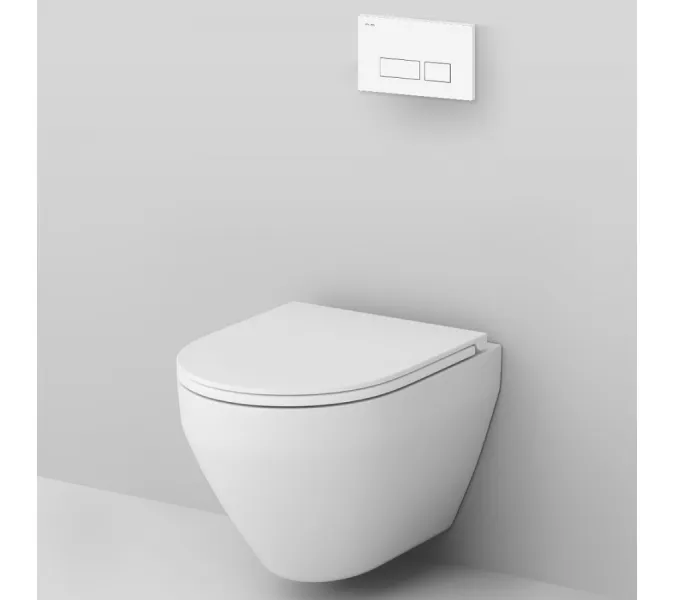 Унитаз подвесной безободковый с инсталляцией AM.PM Spirit 2.0 IS47001.701700 сиденьем микролифт, белой пневм. клавишей, изображение 3