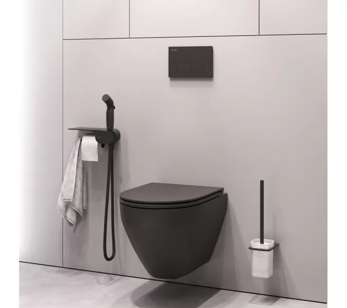 AM.PM Spirit V2.0 набор подвесной унитаз с гиг.душем, черный