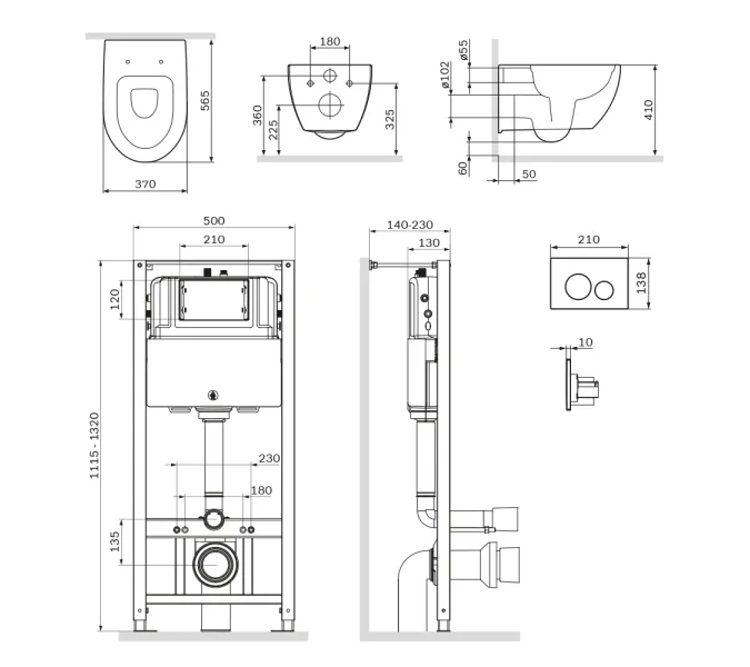 AM.PM Комплект инсталляция с клав Pro L белый с подвесным унитазом Awe FlashClean с сид м/л, изображение 8