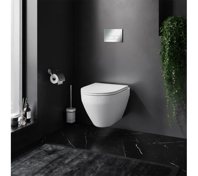 Унитаз подвесной безободковый с инсталляцией AM.PM Spirit 2.0 сиденьем микролифт, хром пневм. клавишей, изображение 2