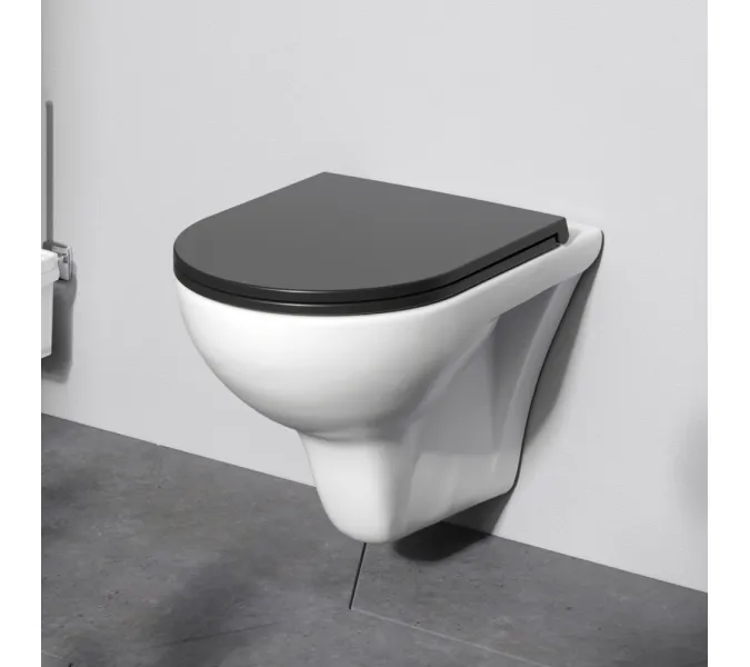 AM.PM  Gem подвесной унитаз FlashClean с черным матовым сиденьем микролифт, изображение 2