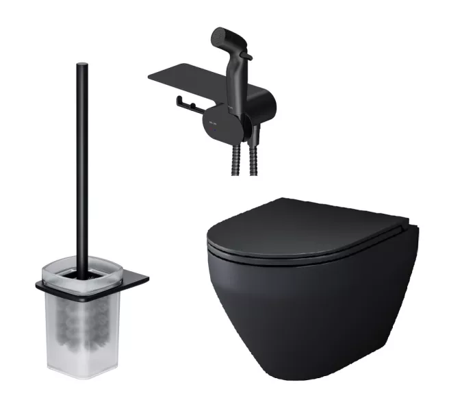 AM.PM Spirit V2.0 набор подвесной унитаз с гиг.душем, черный, изображение 5