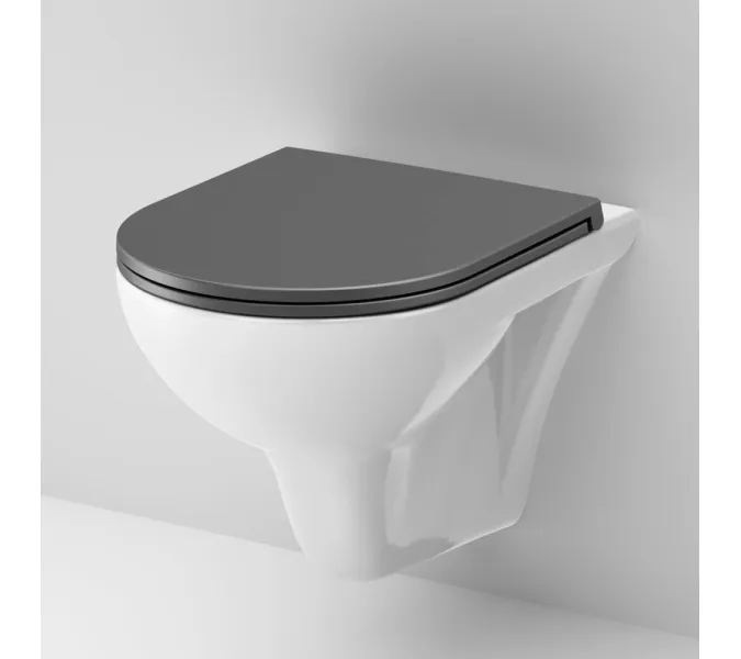 AM.PM  Gem подвесной унитаз FlashClean с черным матовым сиденьем микролифт, изображение 5