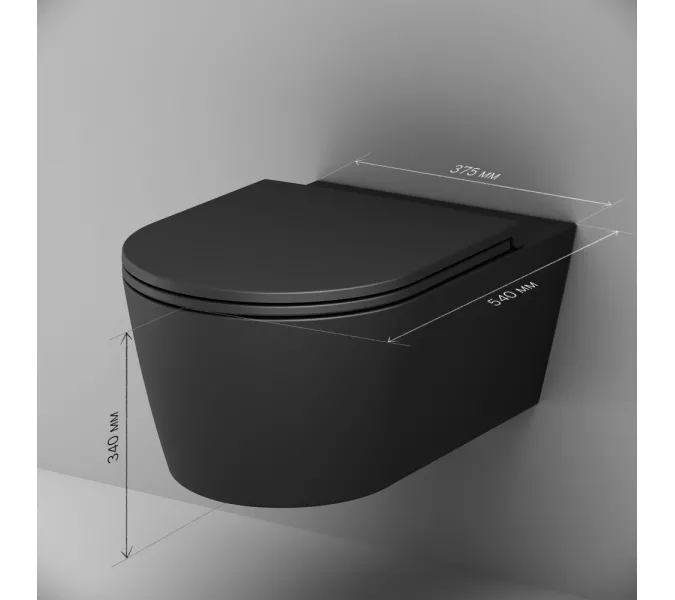 AM.PM  Func подвесной унитаз 54 см FlashClean с сиденьем микролифт, черн мат, изображение 11