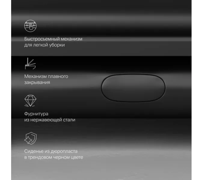 AM.PM  Gem подвесной унитаз FlashClean с черным матовым сиденьем микролифт, изображение 9