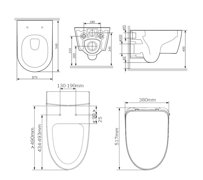 AM.PM  Func подвесной унитаз FlashClean c эл крышкой-биде со скрытой подводкой, изображение 13