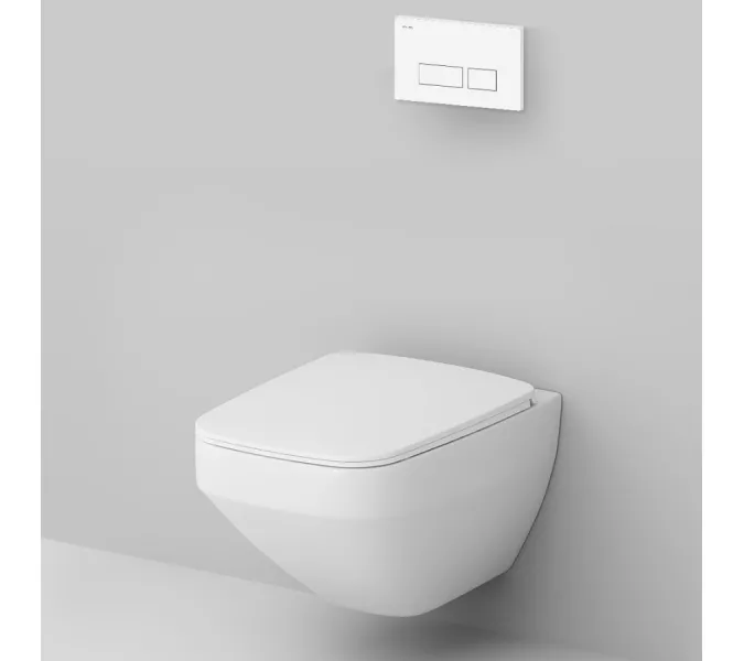 Унитаз подвесной безободковый с инсталляцией AM.PM Inspire 2.0 сиденьем микролифт, белой пневм. клавишей, изображение 3