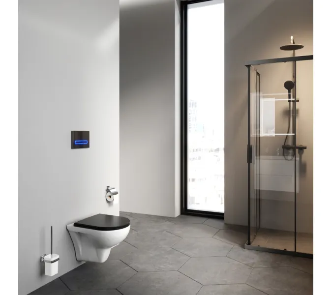 AM.PM  Gem подвесной унитаз FlashClean с черным матовым сиденьем микролифт, изображение 4