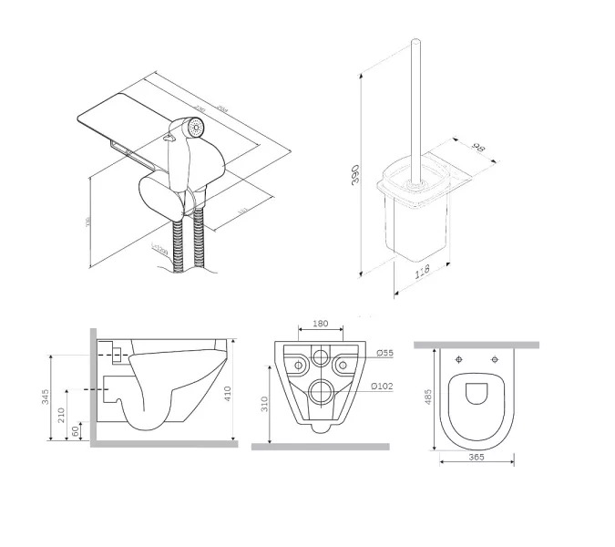 AM.PM Spirit V2.0 набор подвесной унитаз с гиг.душем, черный, изображение 9
