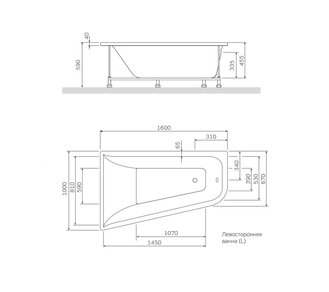 AM.PM Ванна акриловая spirit  ассиметричная 160x100, без слива/перелива, левая, Выбрать размер: 160x100, Ориентация: левая, изображение 13