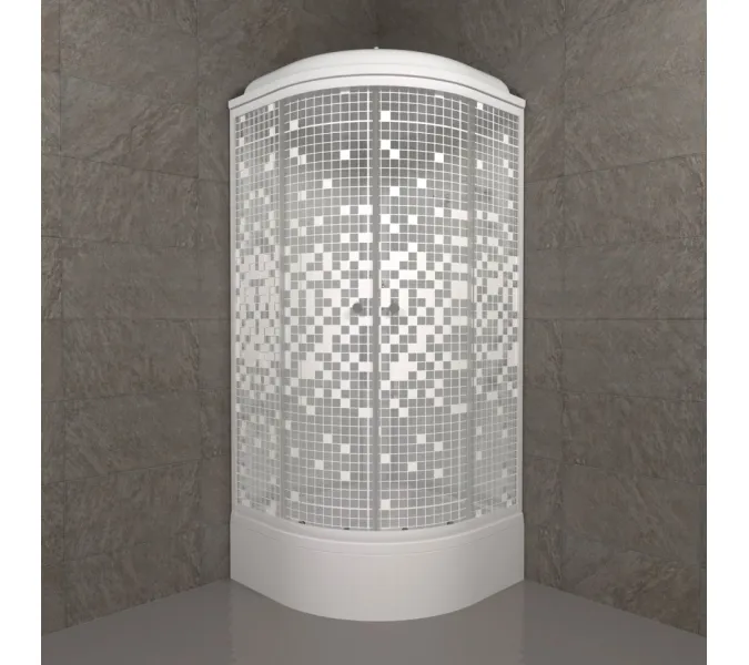 Душевая кабина Triton В ДН4 МОЗАИКА (средний поддон), Цвет стекла: мозаика, Цвет профиля: Белый, Тип поддона: Средний, Выбрать размер: 90х90