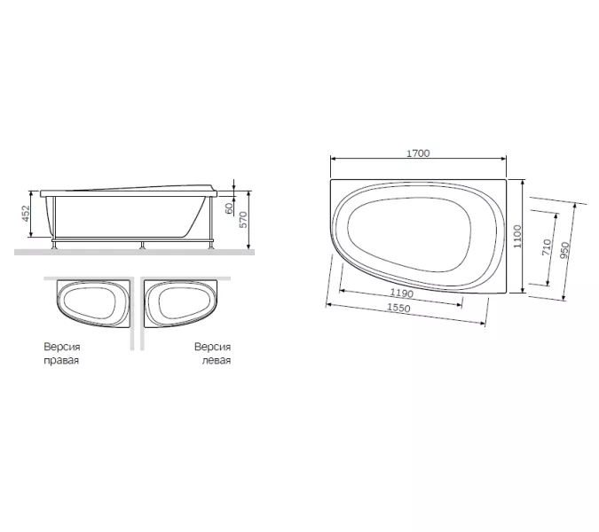 AM.PM Like, ванна акриловая 170х110 , левая/правая, Выбрать размер: 170х110, Ориентация: левая, изображение 13
