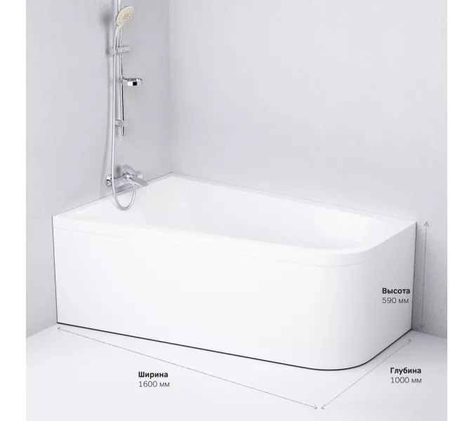 AM.PM Ванна акриловая spirit  ассиметричная 160x100, без слива/перелива, левая, Выбрать размер: 160x100, Ориентация: левая, изображение 10