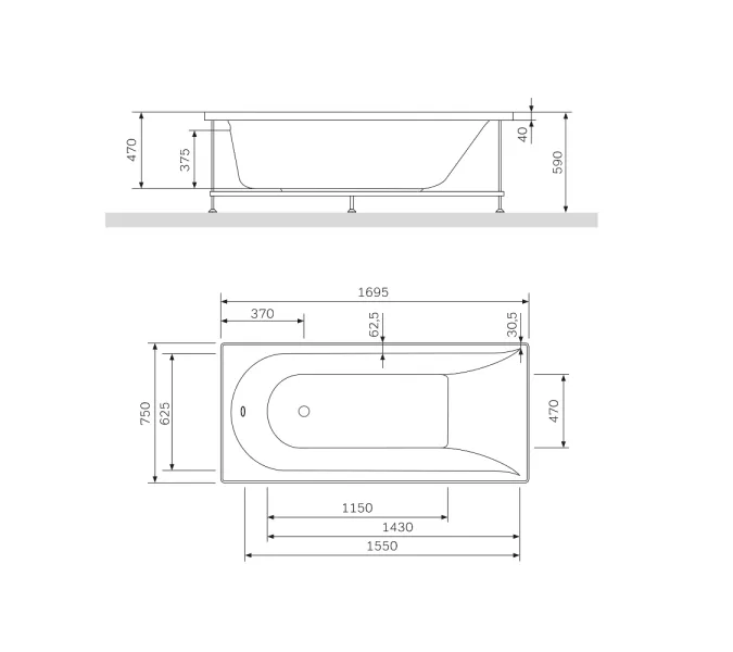 AM.PM Ванна акриловая Spirit, Выбрать размер: 170x75, изображение 13