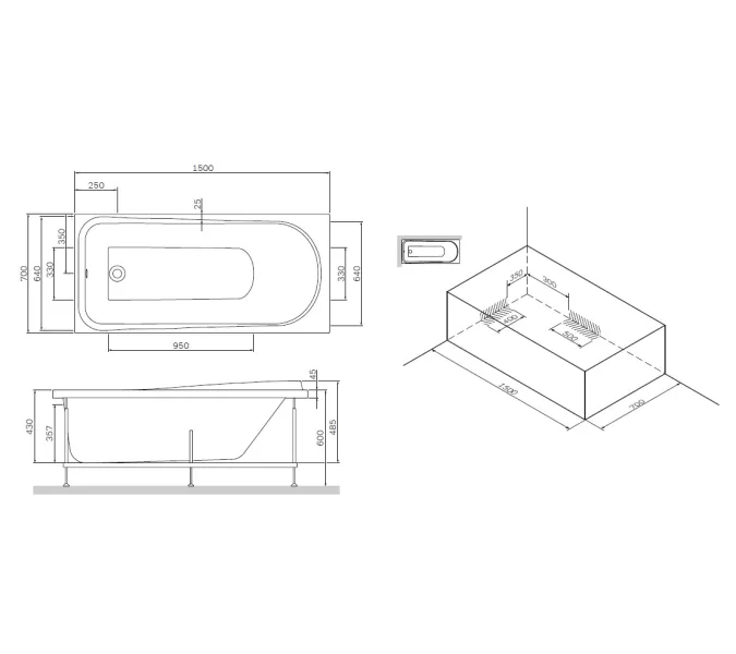AM.PM Like, ванна акриловая A0, Выбрать размер: 150x70, изображение 13